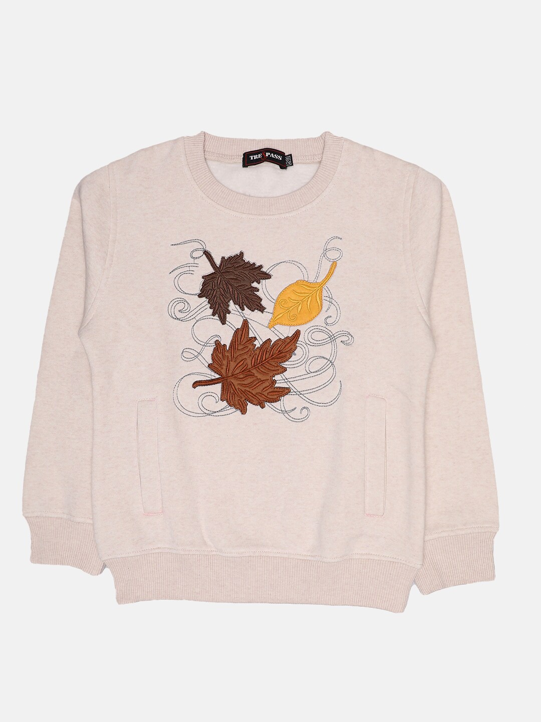 

TRE&PASS Girls Pink Winter Self-Design Sweatshirt