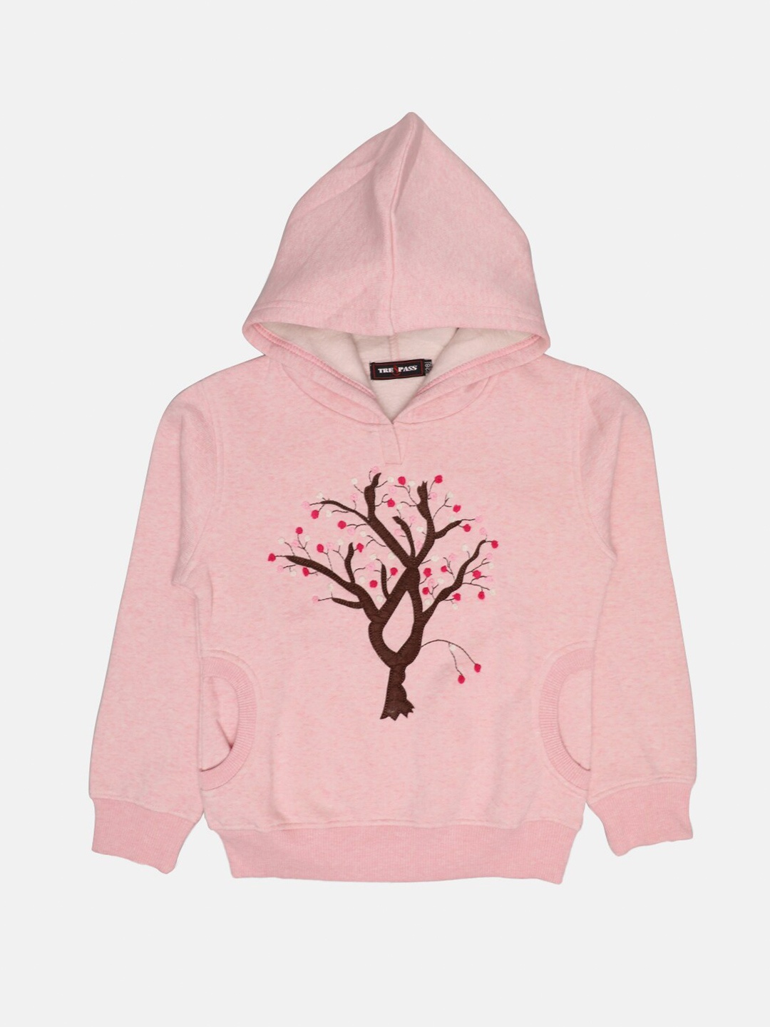 

TRE&PASS Girls Pink Winter Self-Design Sweatshirt