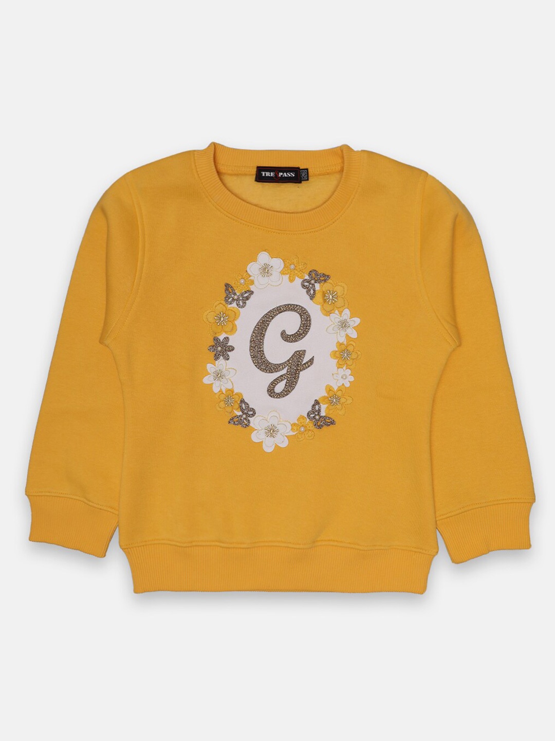 

TRE&PASS Girls Mustard Winter Self-Design Sweatshirt