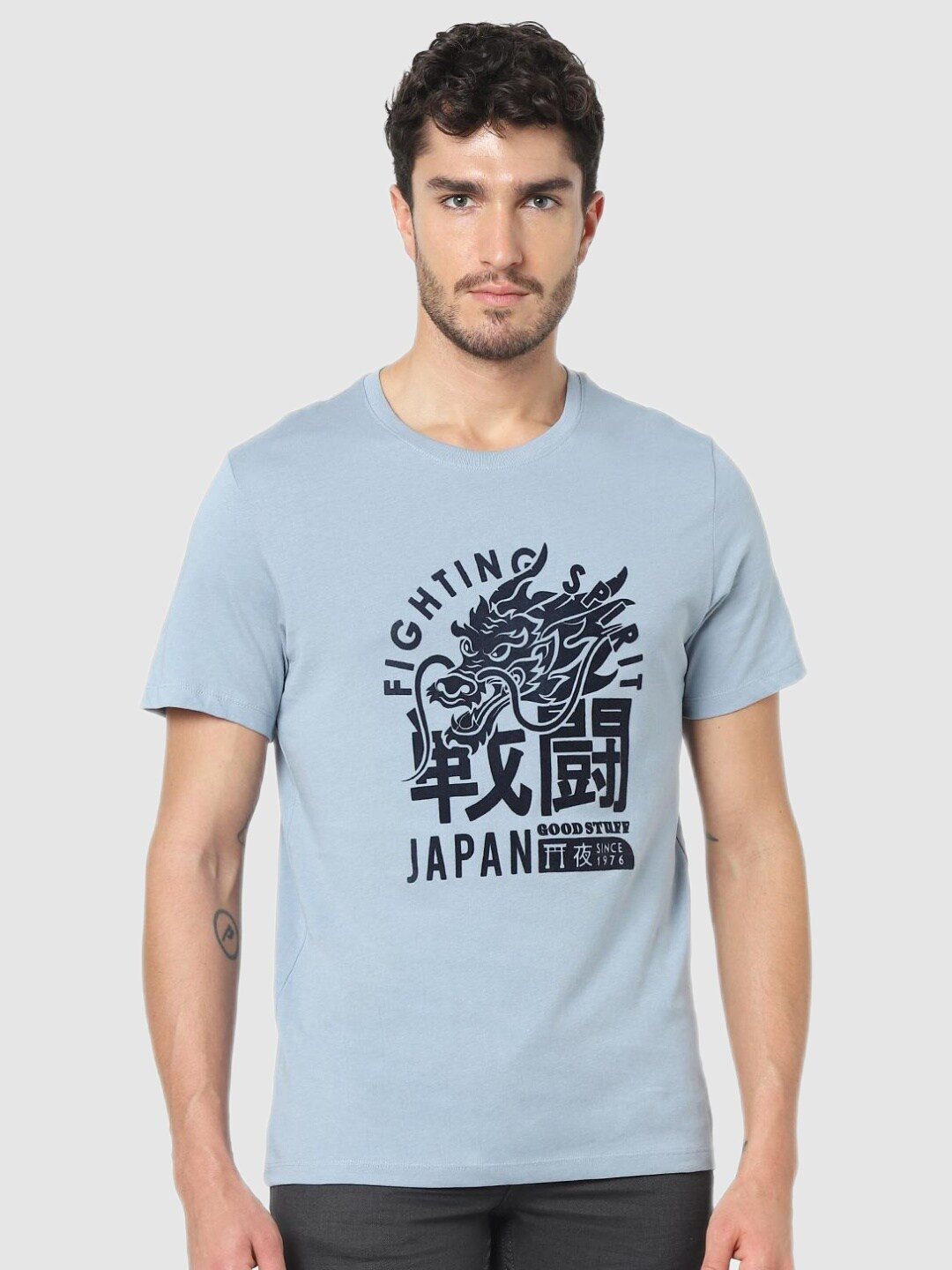 

Celio Men Blue Typography Printed Short Sleeves Round Neck T-shirt