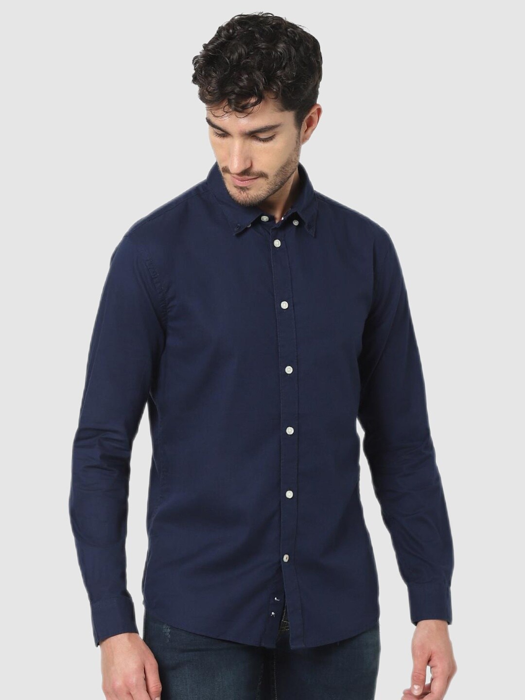 

Celio Men Navy Blue Classic Casual Shirt