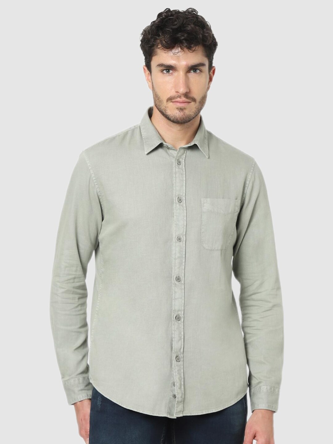 

Celio Men Grey Classic Cotton Casual Shirt