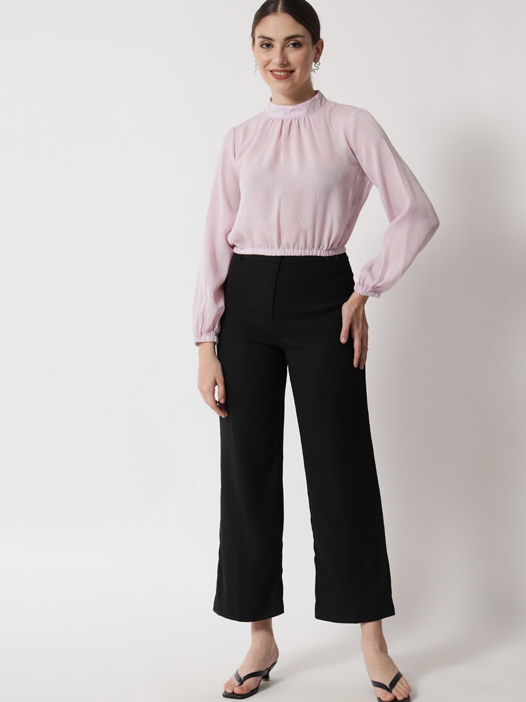 

HERE&NOW Pink Satin Blouson Top