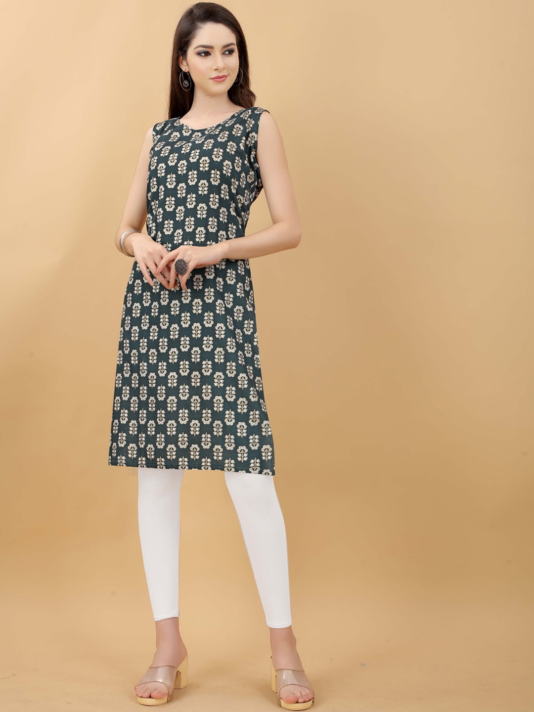 

RACHNA Women Green Ethnic Motifs Printed Kurta