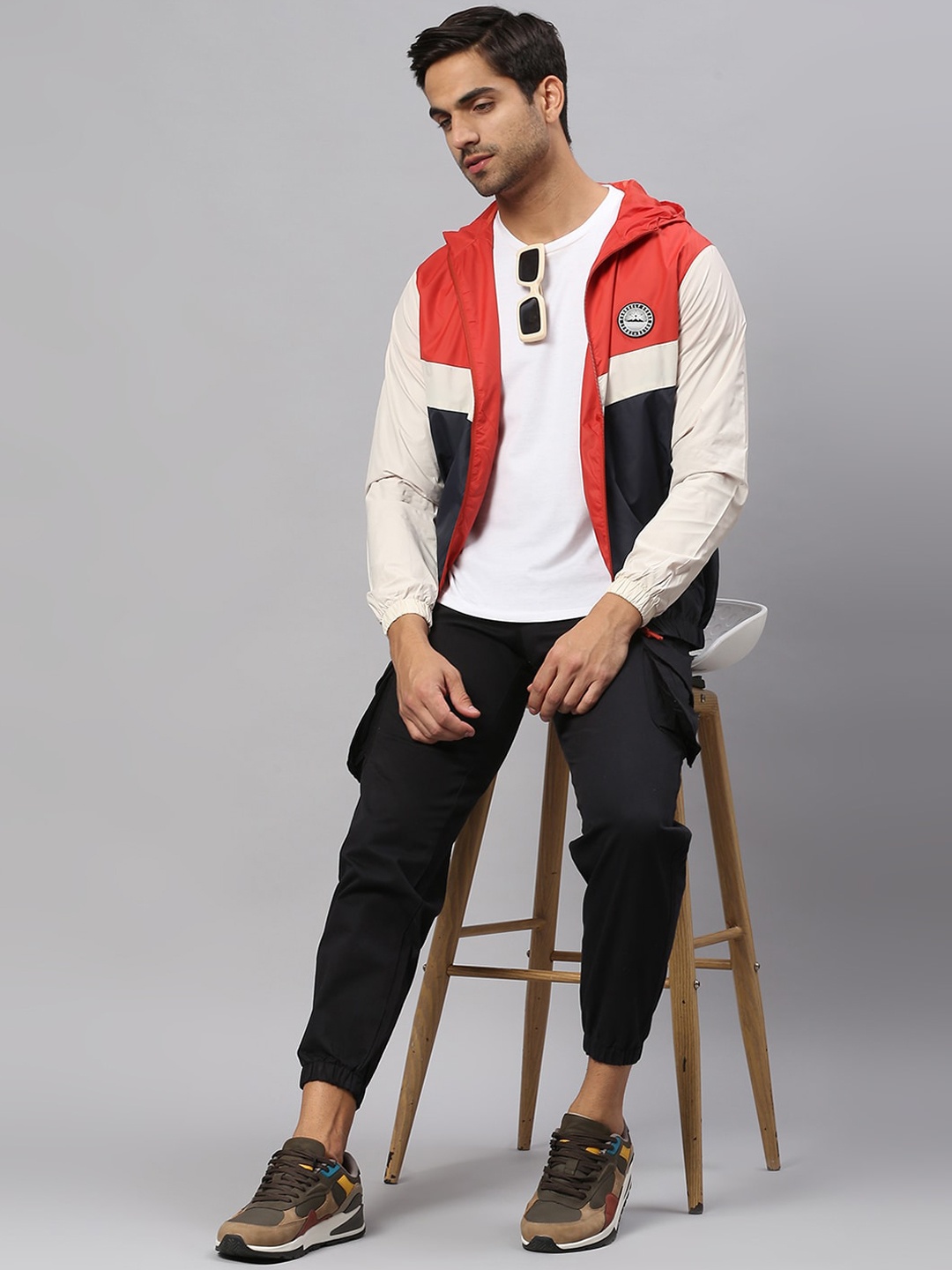 High Star Men Red Colourblocked Lightweight Outdoor Sporty Jacket