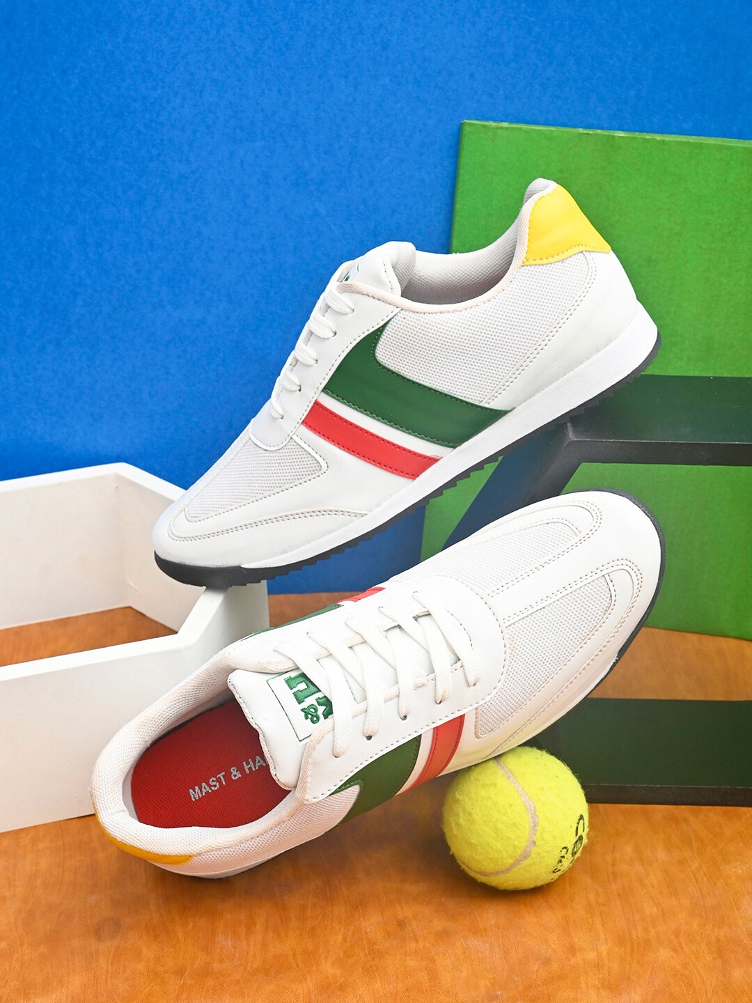 

Mast & Harbour Men White Colourblocked Sneakers