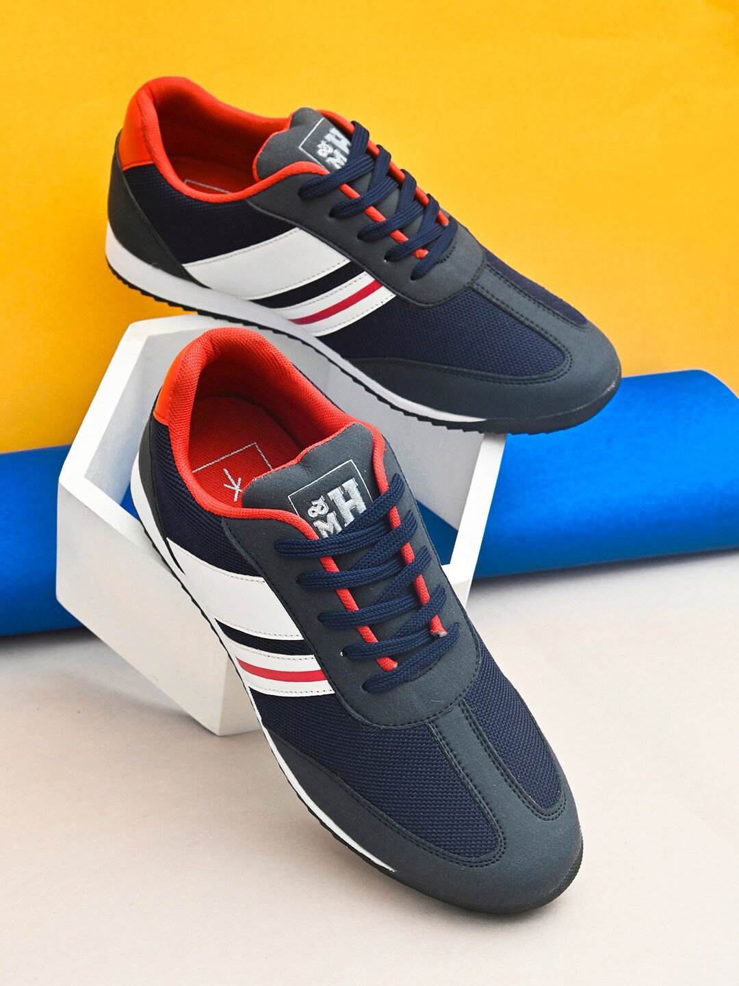 

Mast & Harbour Men Blue Colourblocked Sneakers