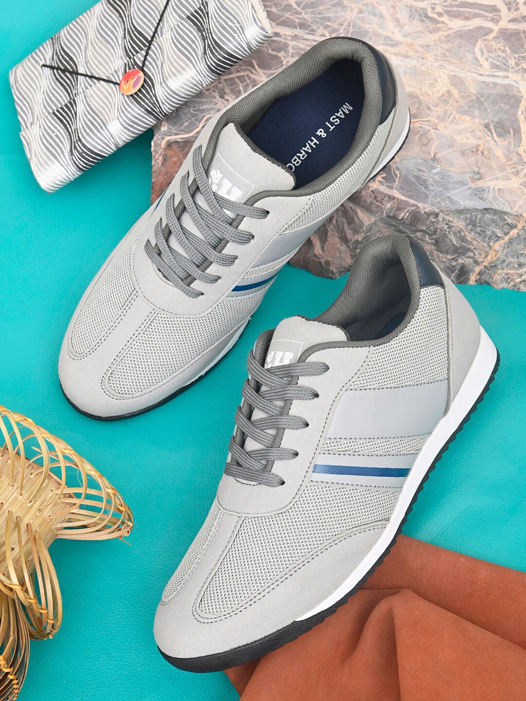 

Mast & Harbour Men Grey Perforations Sneakers