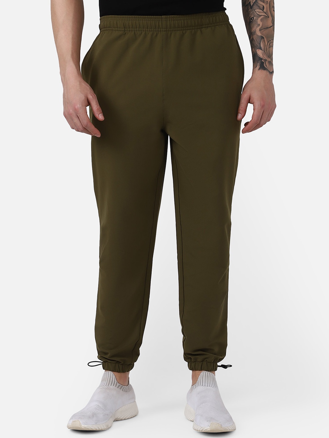 

hummel Men Dusty Olive Green Solid Joggers