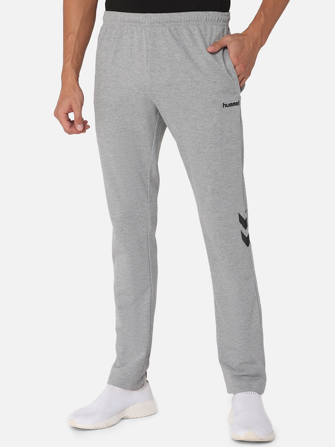 

hummel Men Grey Solid Cotton Track Pants