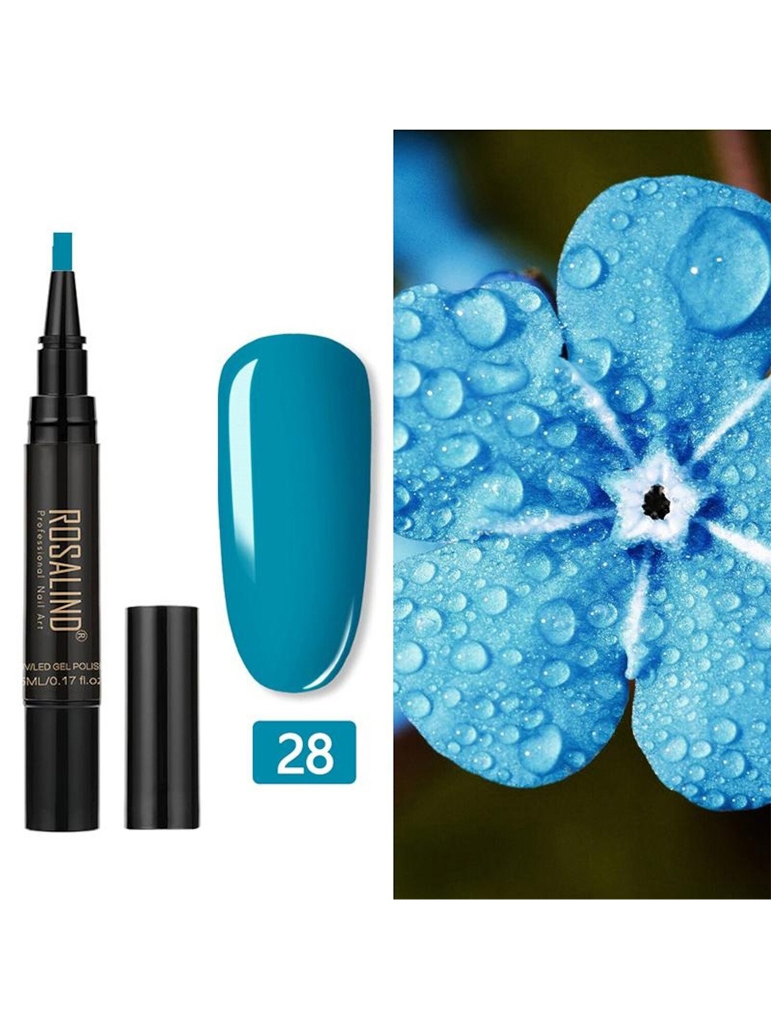 

ROSALIND UV LED Light to Cure Gel Pen Nail Polish 5 ml - Shade 28, Blue