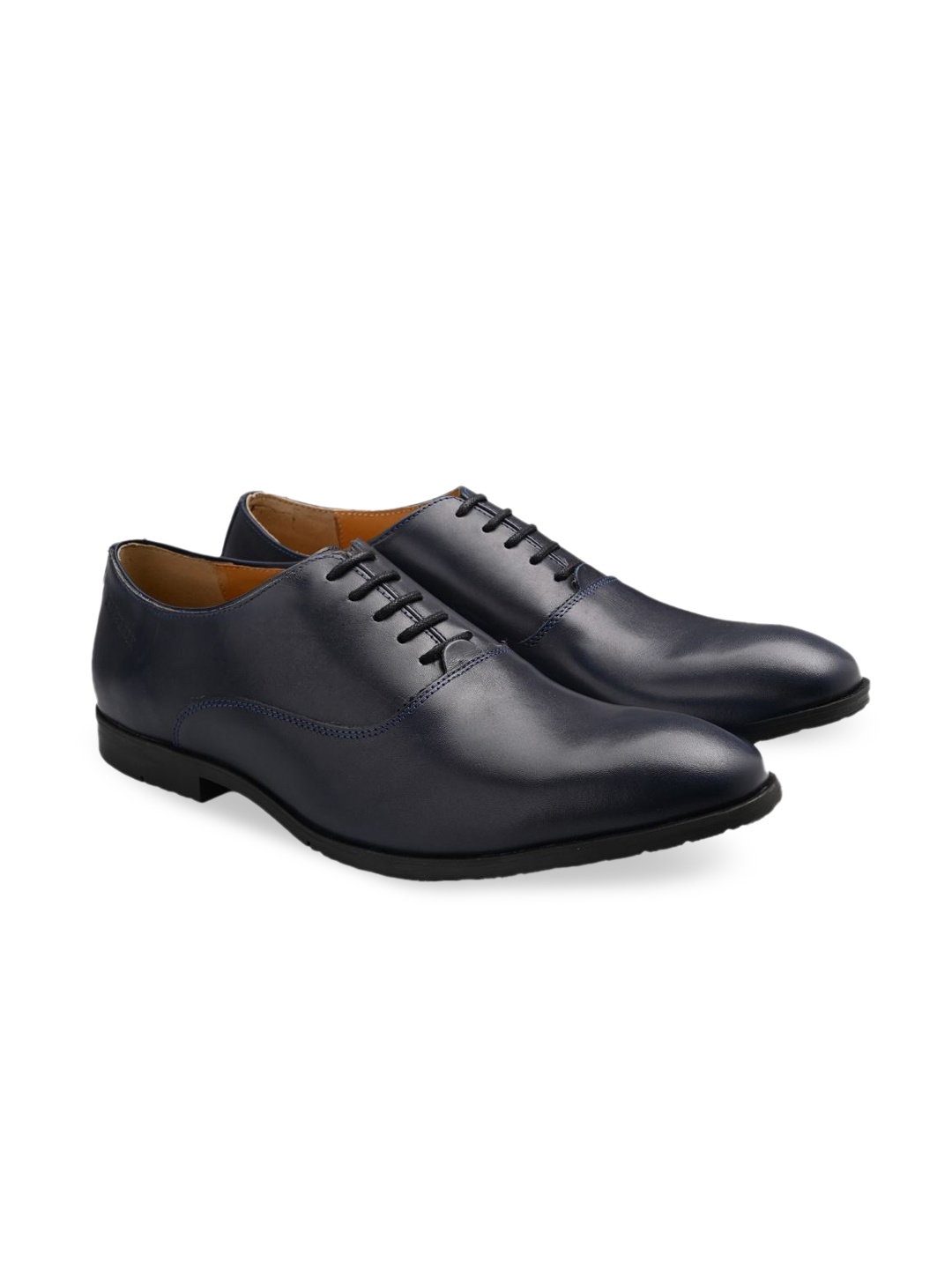 

RAPAWALK Men Navy Blue Solid Leather Formal Oxfords