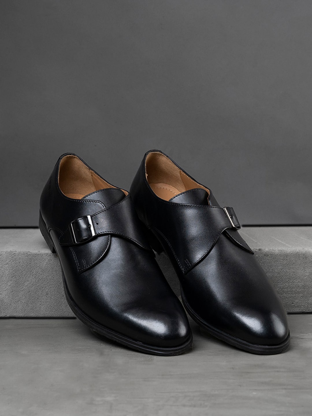

RAPAWALK Men Black Solid Monk Shoes