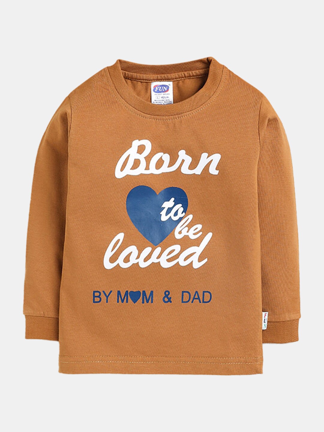 

Hopscotch Boys Brown & White Typography Printed Pure Cotton T-shirt