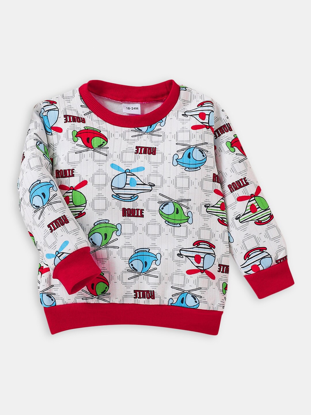 

Hopscotch Boys White Printed Sweatshirt