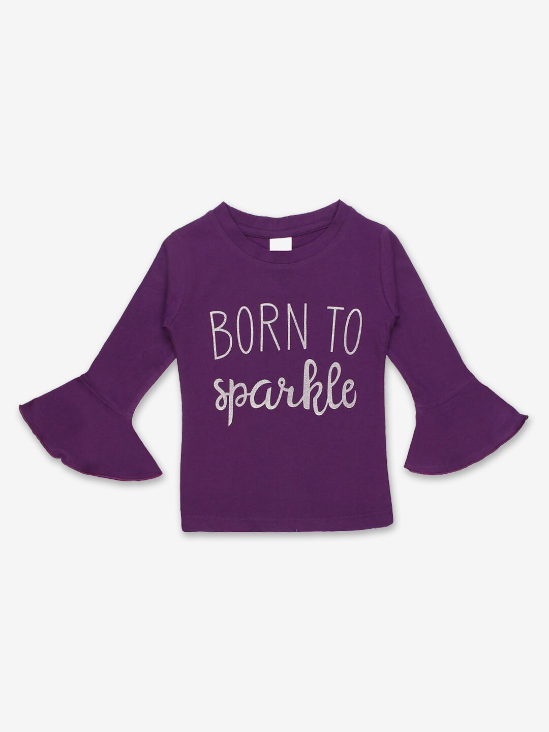 

Hopscotch Girls Purple Typography Printed T-shirt