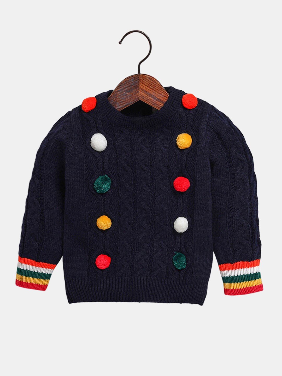 

Hopscotch Girls Navy Blue & Yellow Cable Knit Pullover Sweater