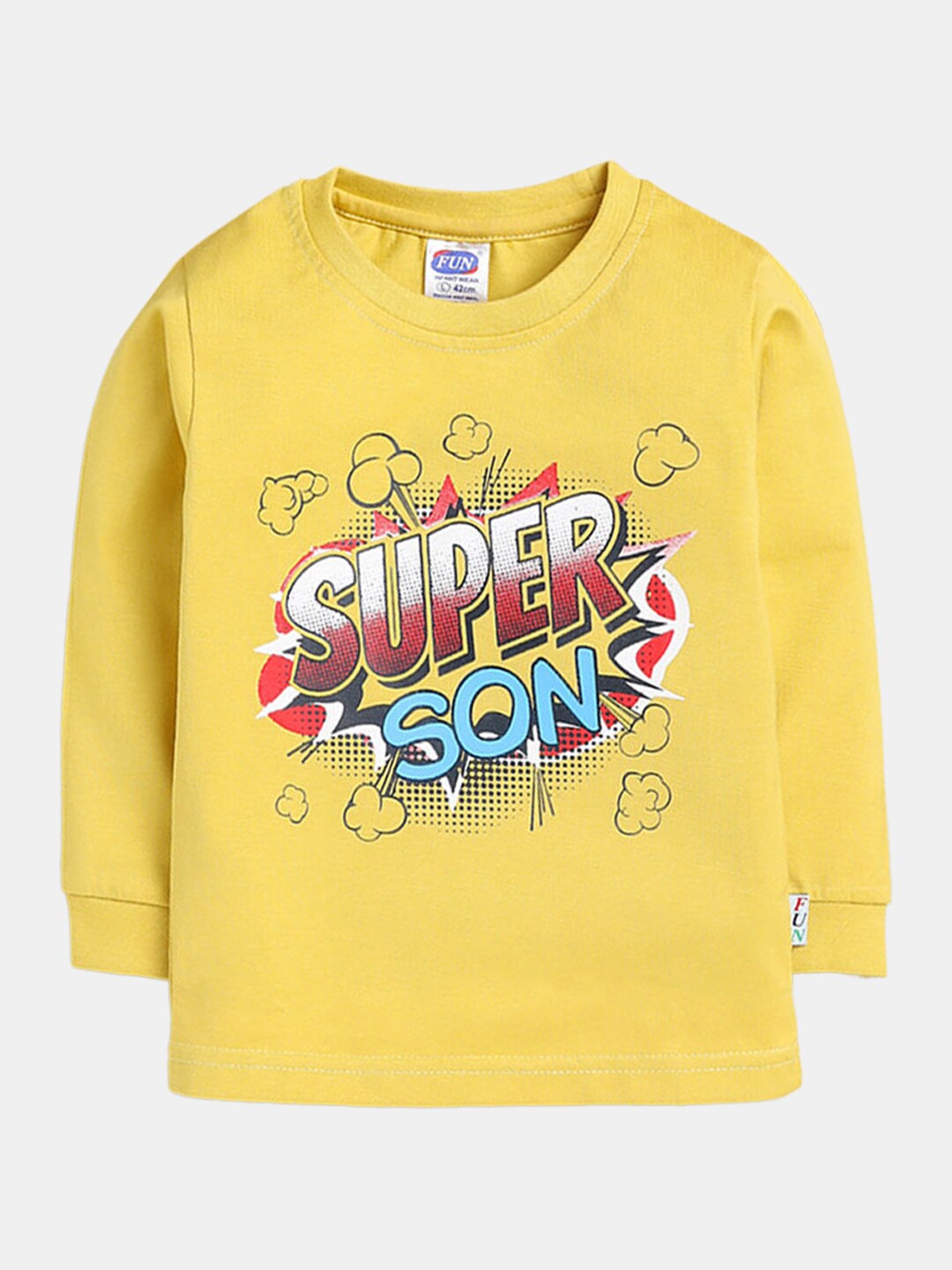 

Hopscotch Boys Gold-Toned Typography Printed Cotton T-shirt