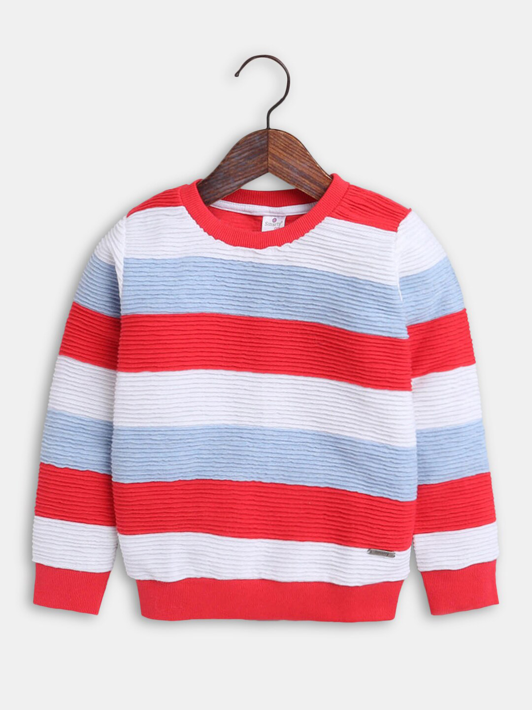 

Hopscotch Girls Red & Blue Striped Cotton Sweatshirt