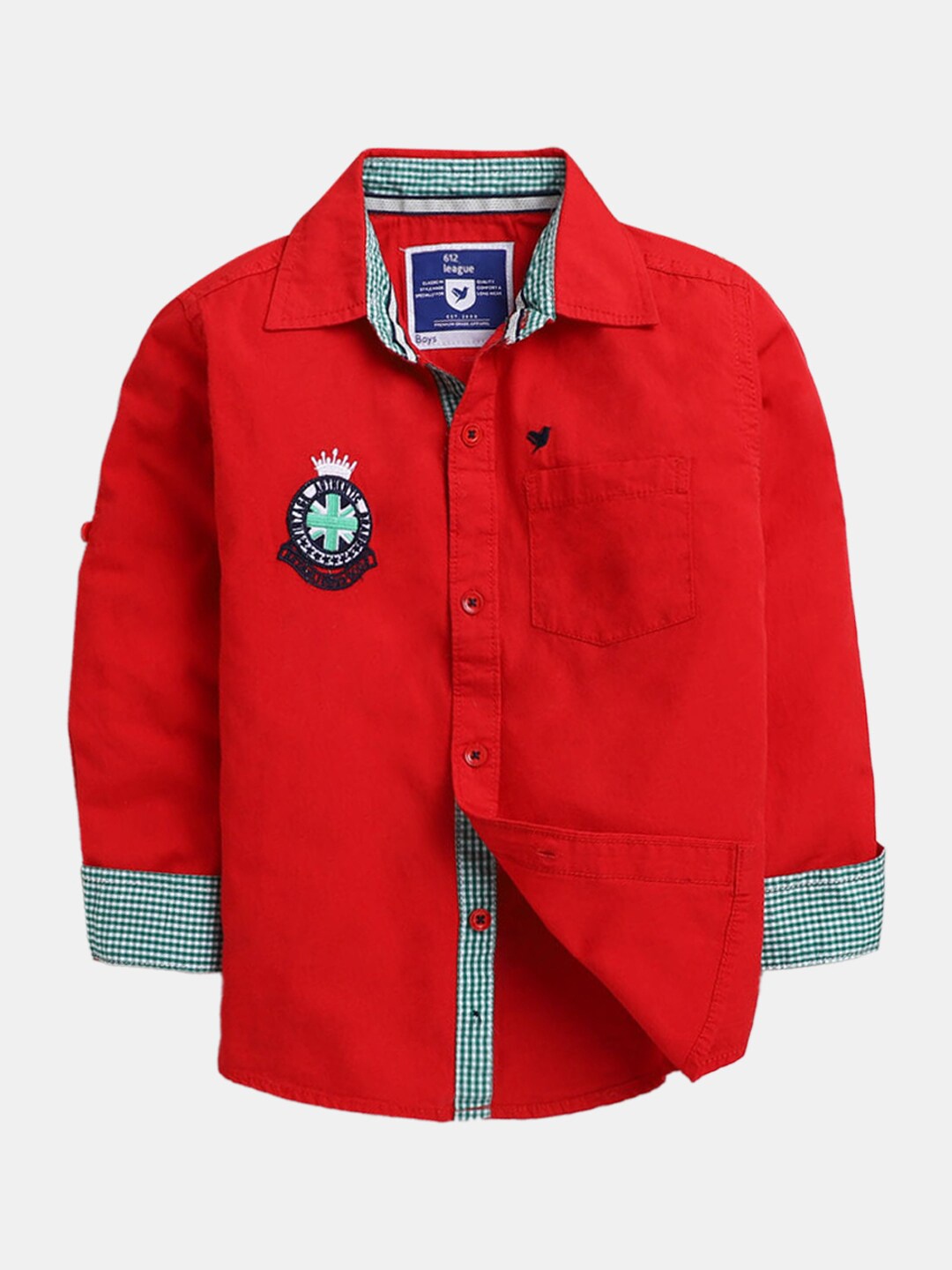 

Hopscotch Boys Cotton Red Casual Shirt