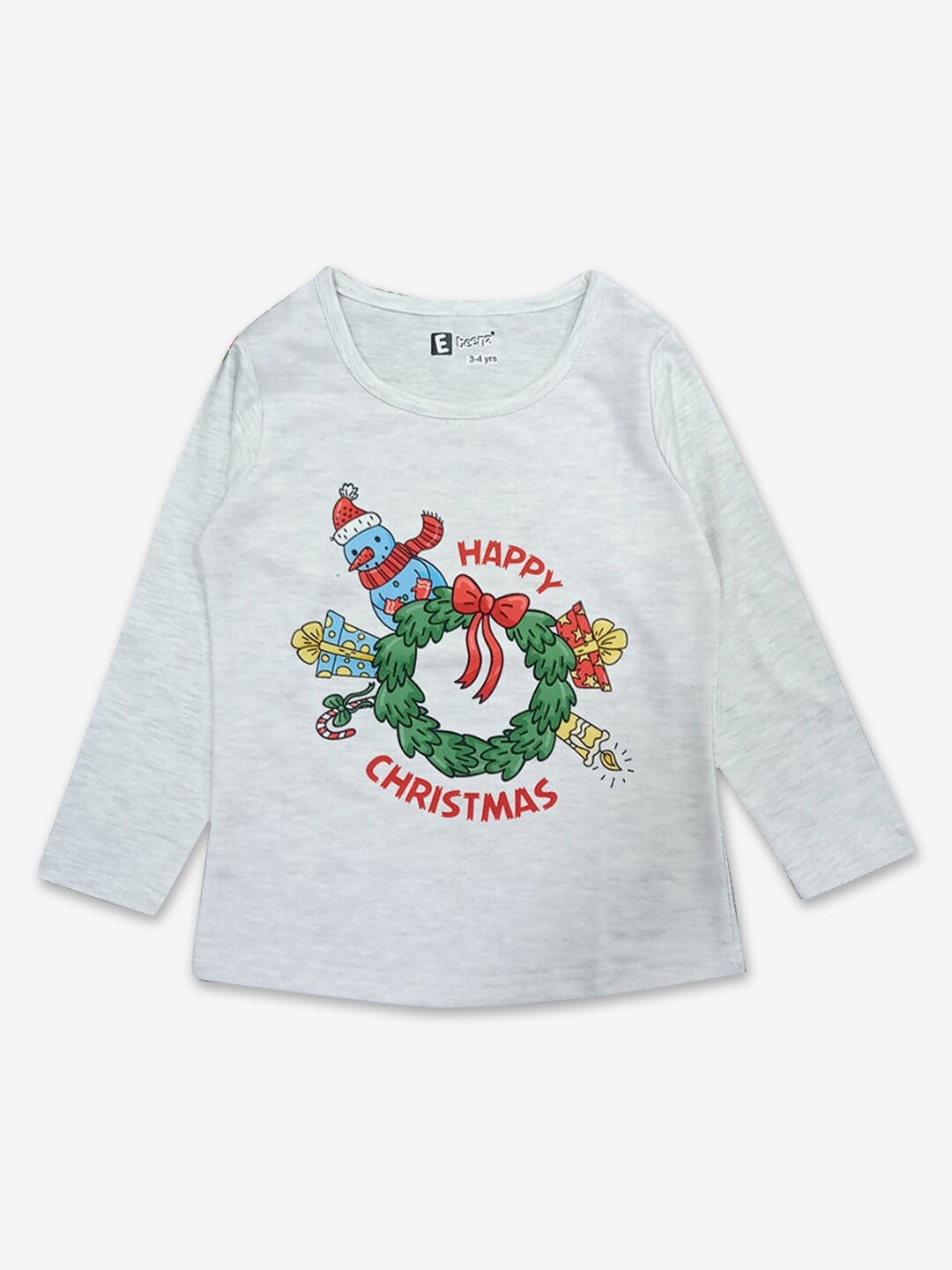 

Hopscotch Girls Grey Melange Printed Cotton T-shirt