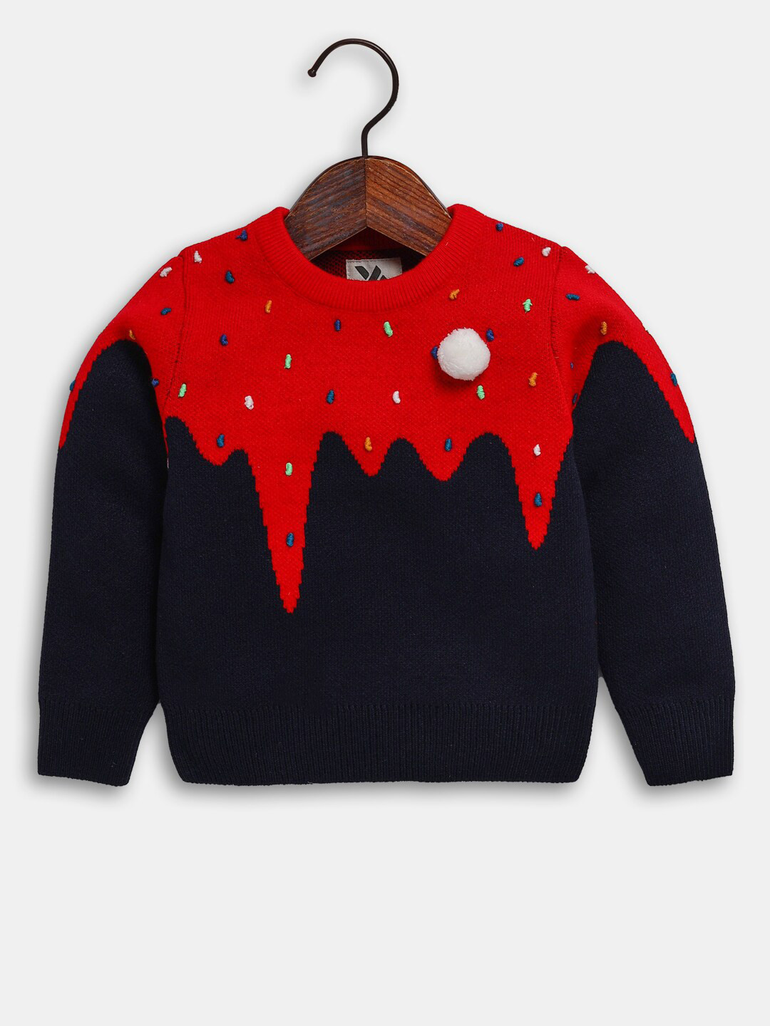 

Hopscotch Girls Navy Blue & Red Embroidered Pullover