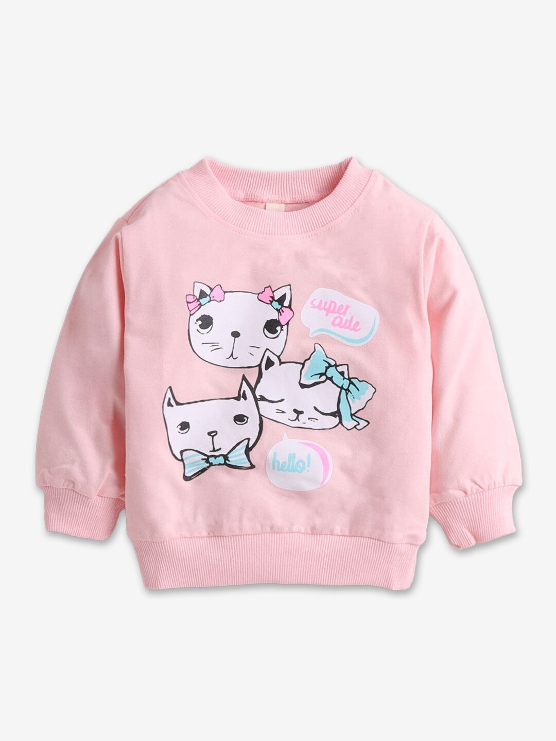 

Hopscotch Girls Pink Printed Sweatshirt