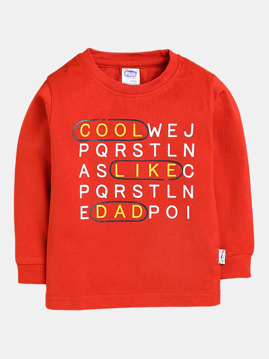 

Hopscotch Boys Red Pure Cotton Typography Printed T-shirt