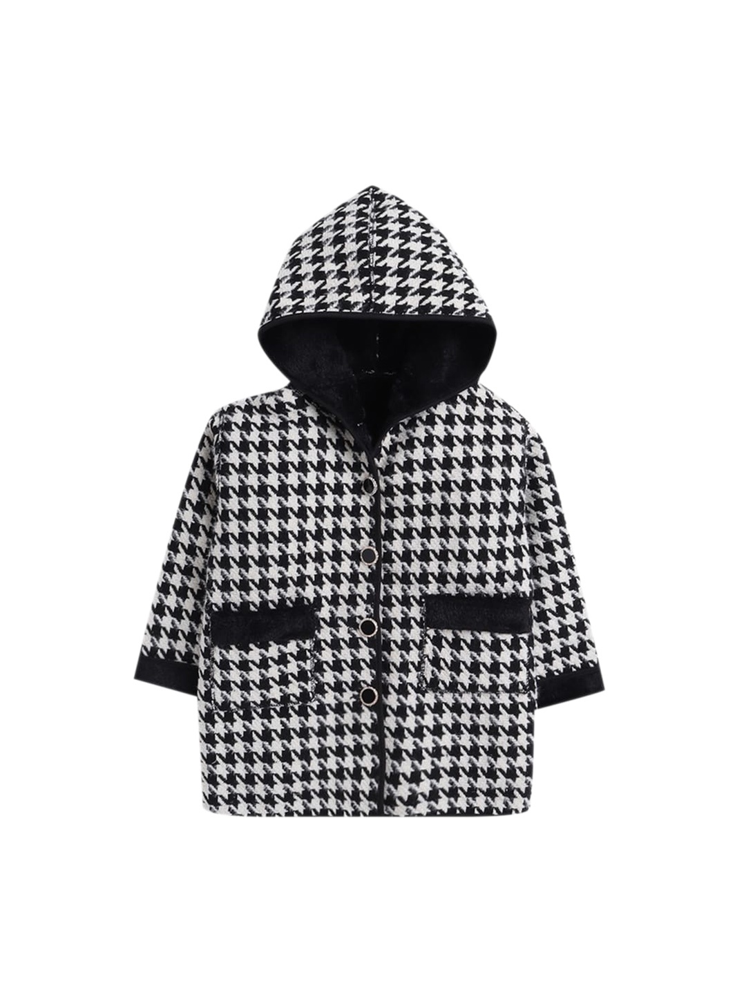 

Hopscotch Boys Black Printed Full-Sleeve Sherpa Coat