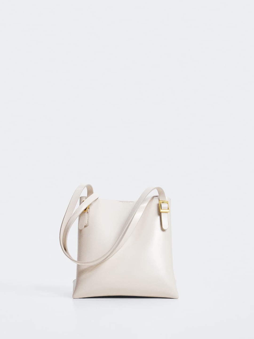 

MANGO Off White Solid Structured Handheld Bag