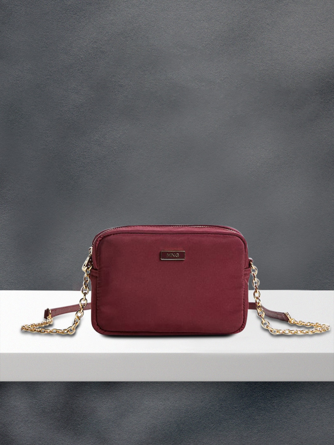 

MANGO Burgundy Solid Structured Sling Bag