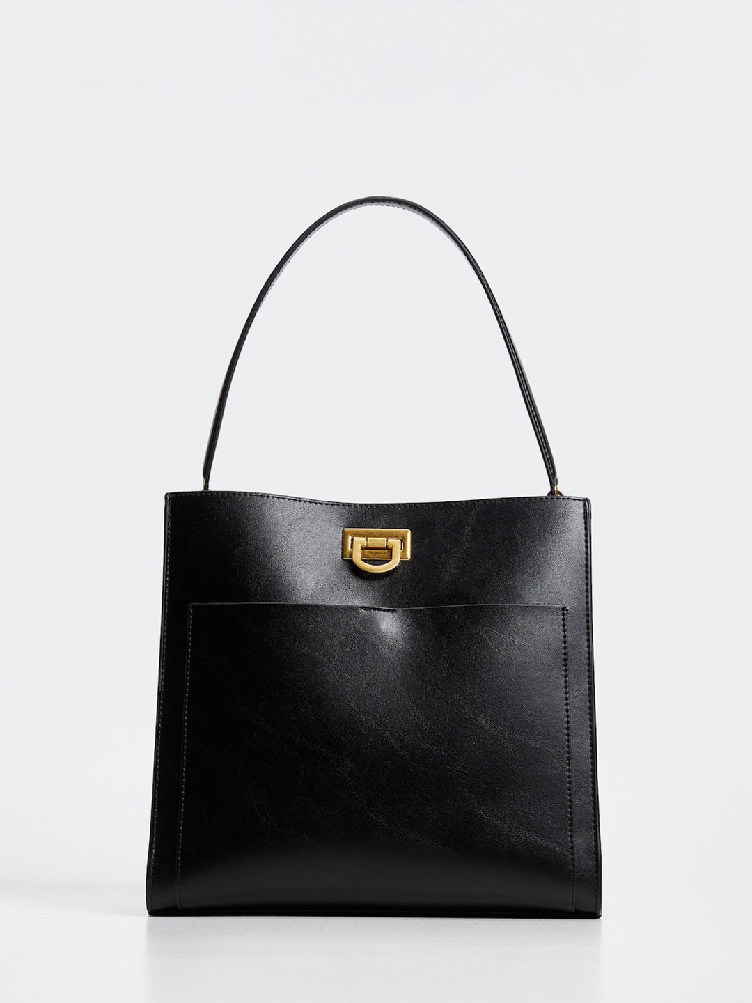 

MANGO Black Solid Structured Handheld Bag