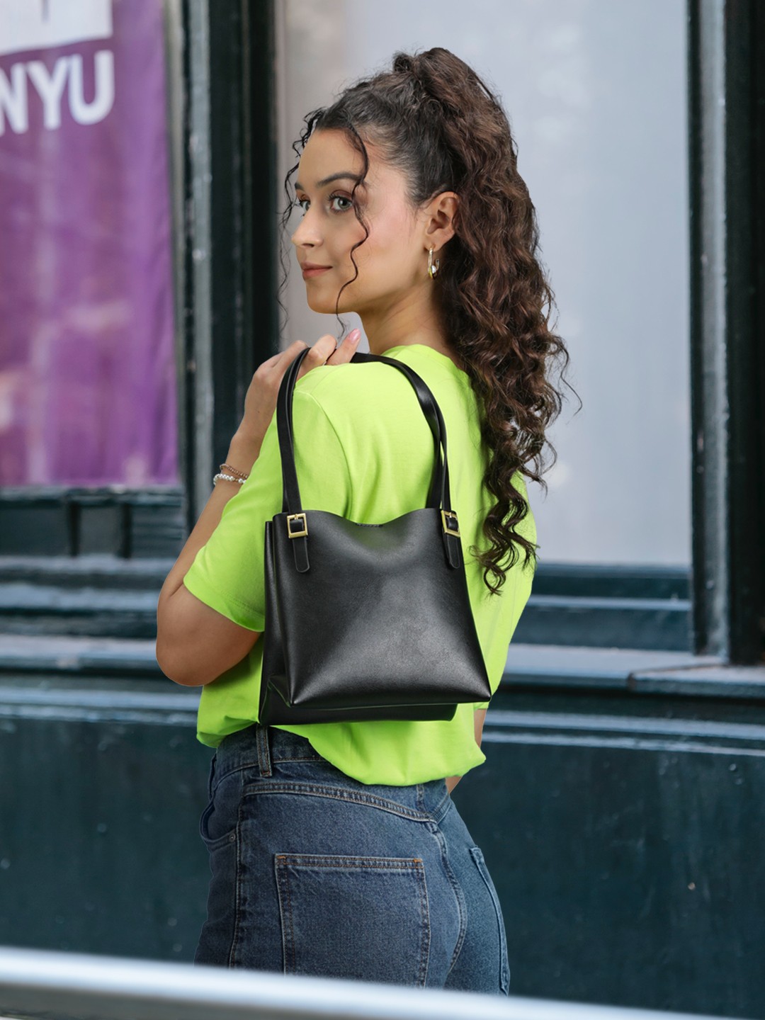 

MANGO Black Solid Structured Handheld Bag