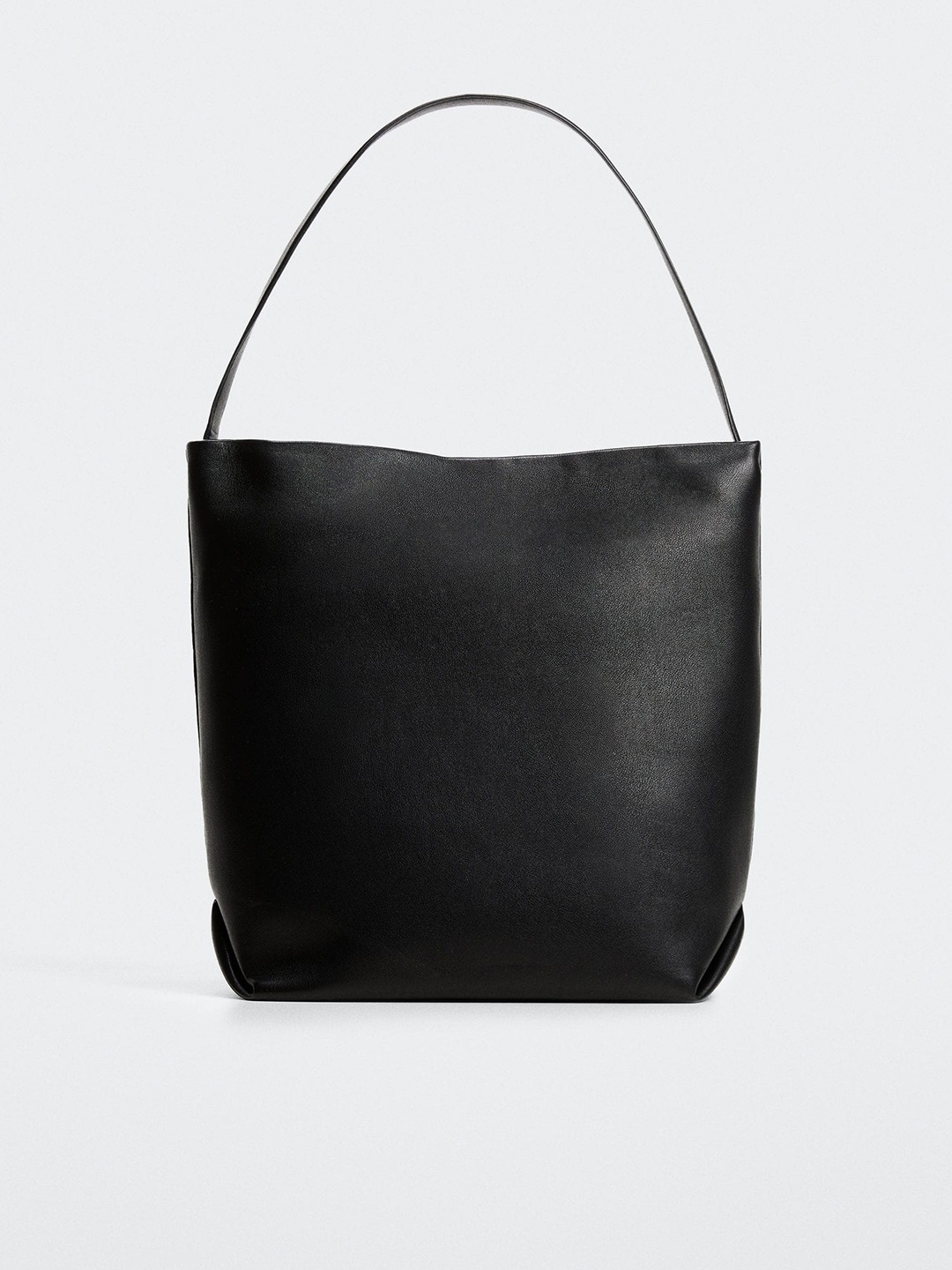 

MANGO Women Black Solid Structured Tote Bag