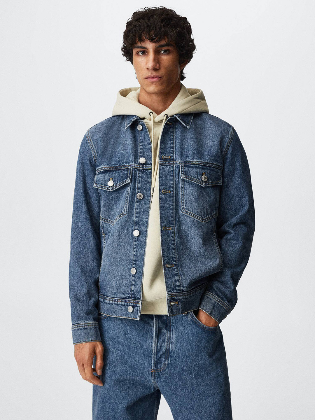 

MANGO MAN Men Blue Denim Jacket