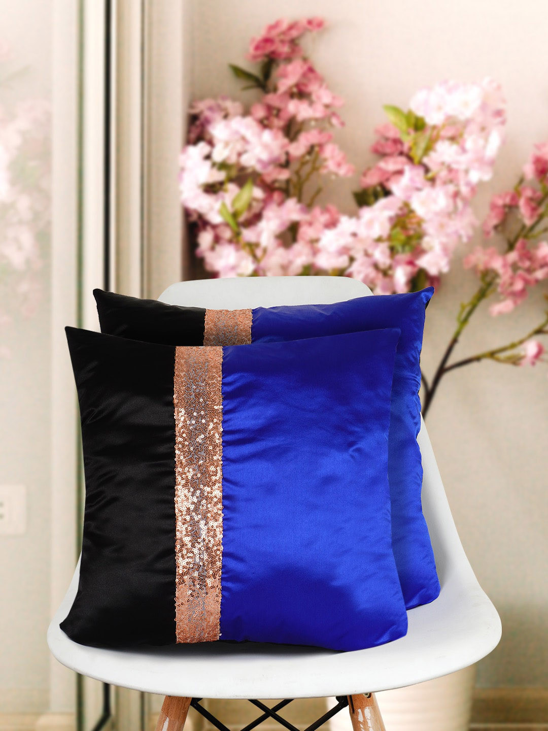 

Crazy Corner Set Of 2 Colourblocked Cushions With Filler, Blue