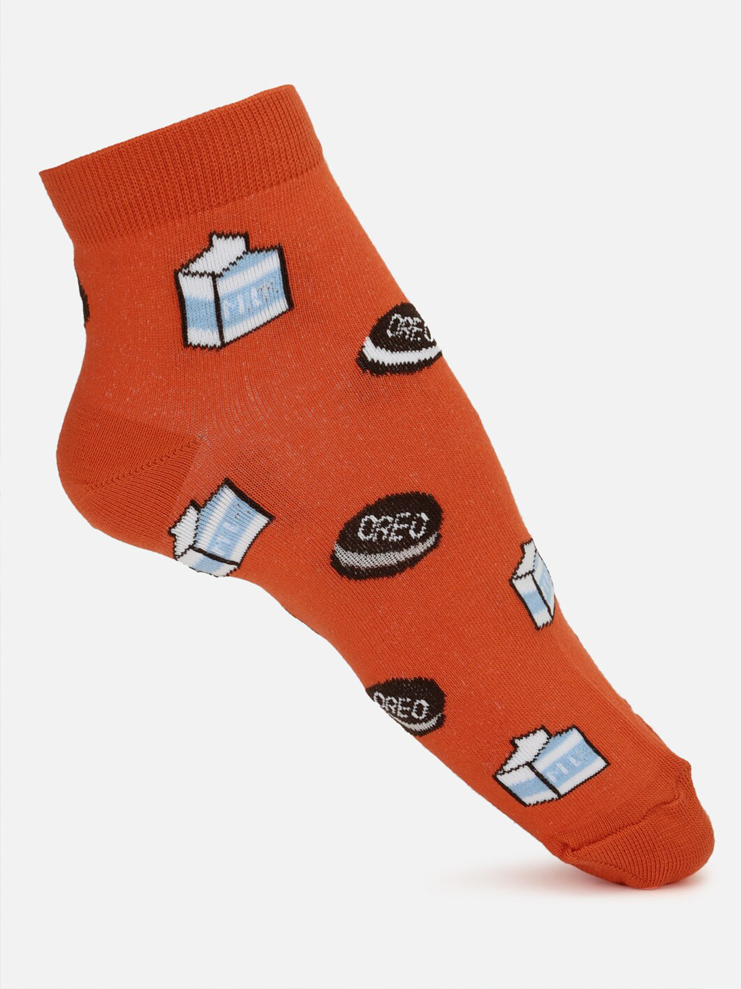 

FOREVER 21 Women Orange Patterned Ankle-Length Socks