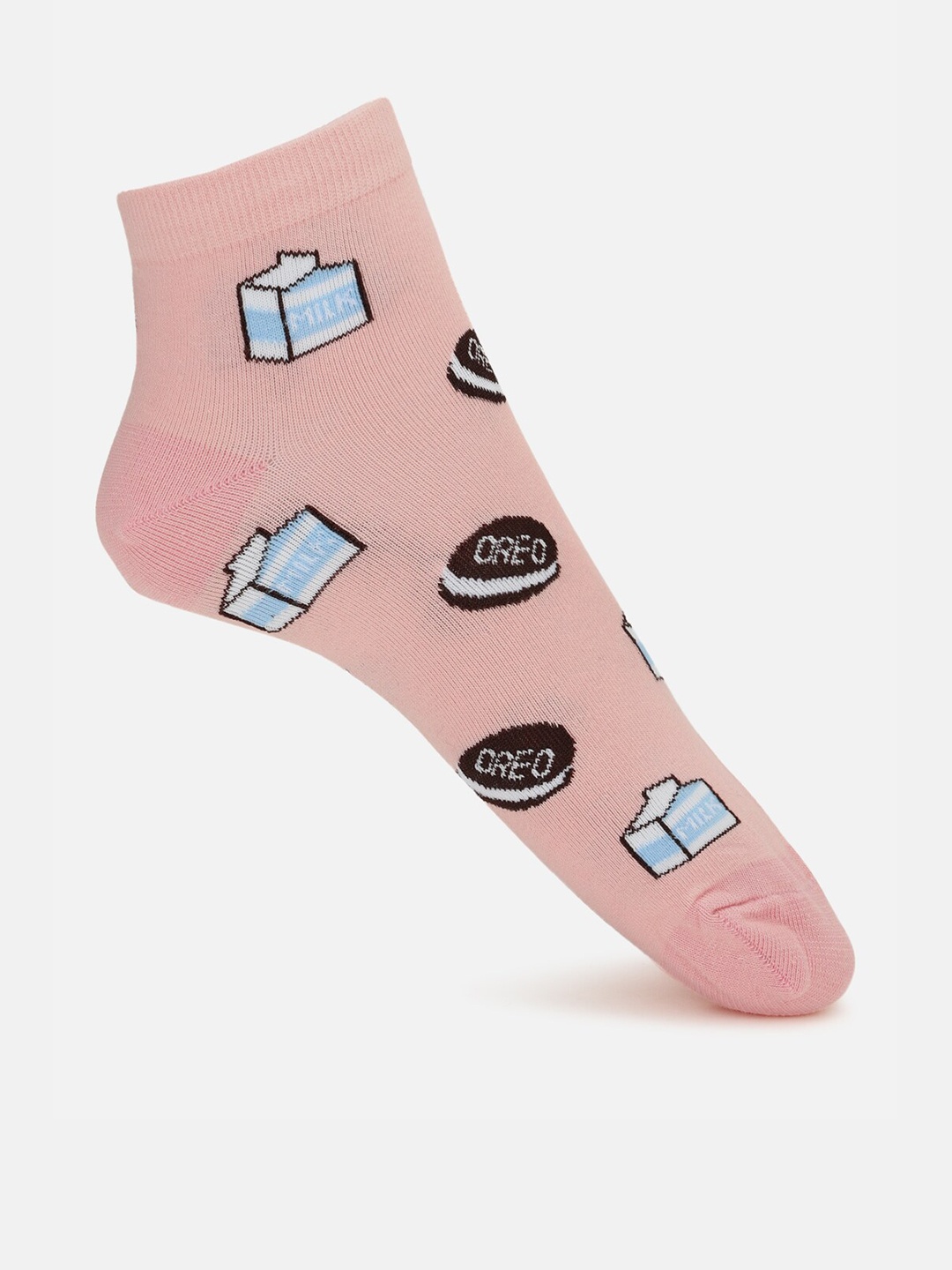 

FOREVER 21 Women Pink & Black Patterned Ankle-Length Socks