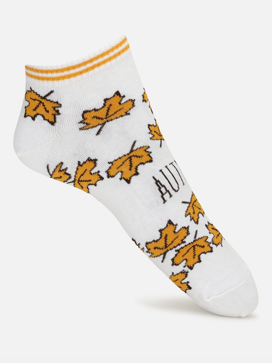 

FOREVER 21 Women White Patterned Ankle-Length Socks