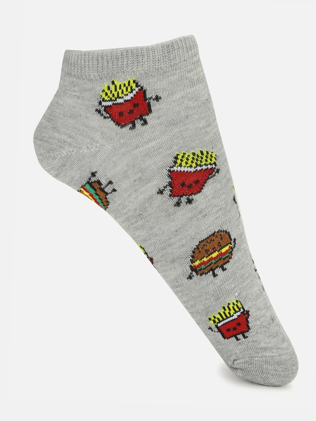 

FOREVER 21 Women Grey & Red Patterned Ankle-Length Socks