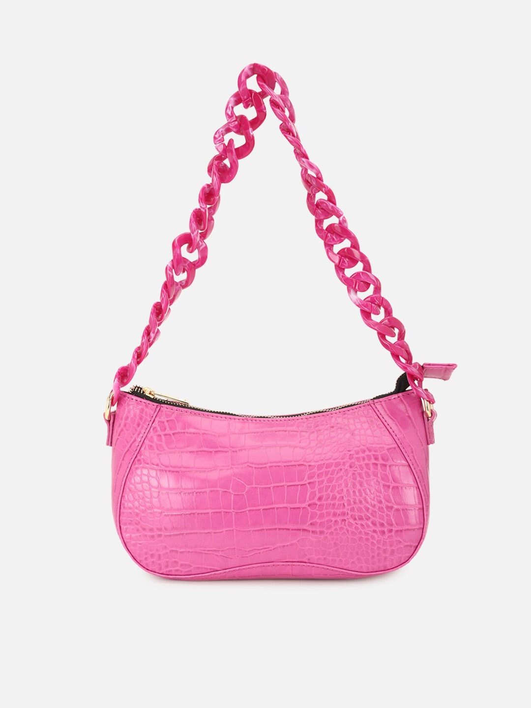 

FOREVER 21 Pink Textured PU Structured Hobo Bag