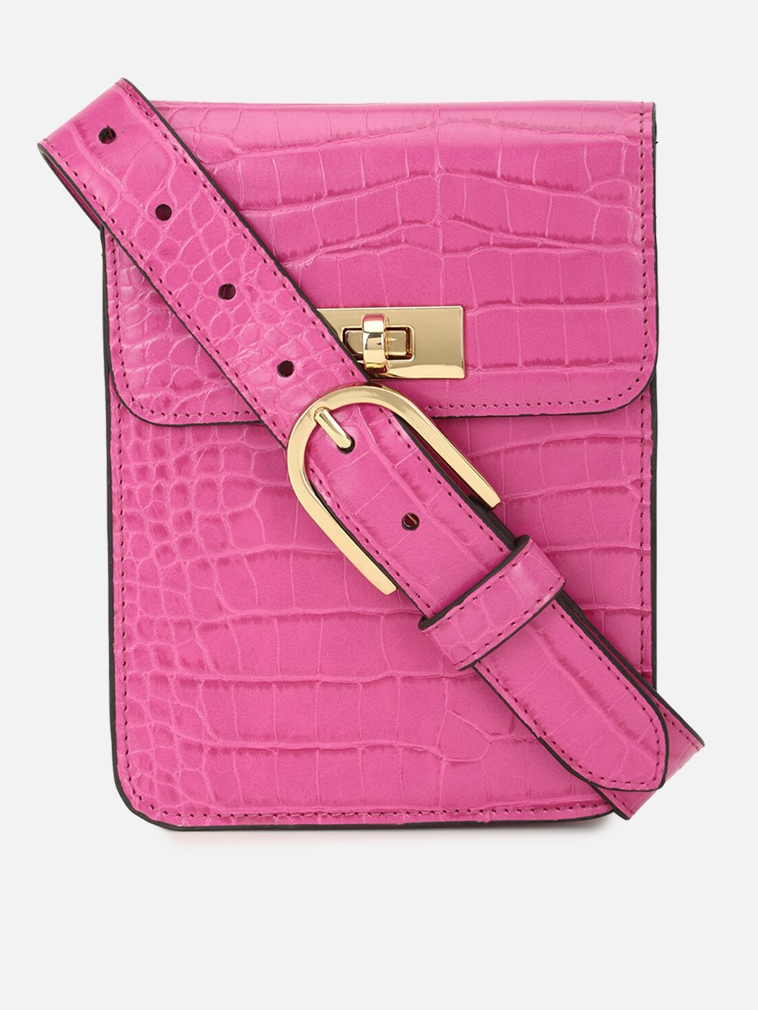 

FOREVER 21 Women Pink Textured Structured Sling Bag