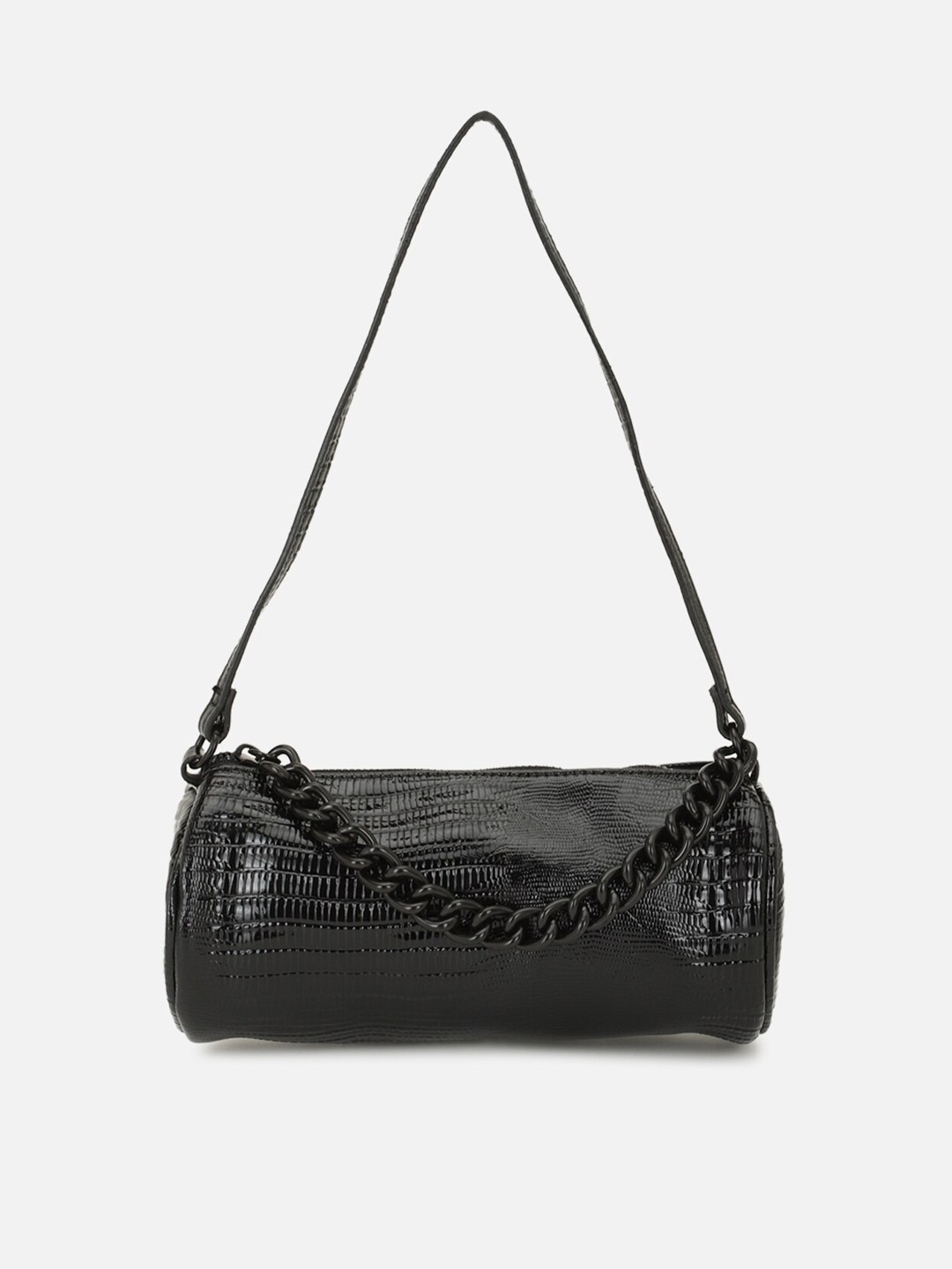 

FOREVER 21 Black Textured PU Structured Hobo Bag