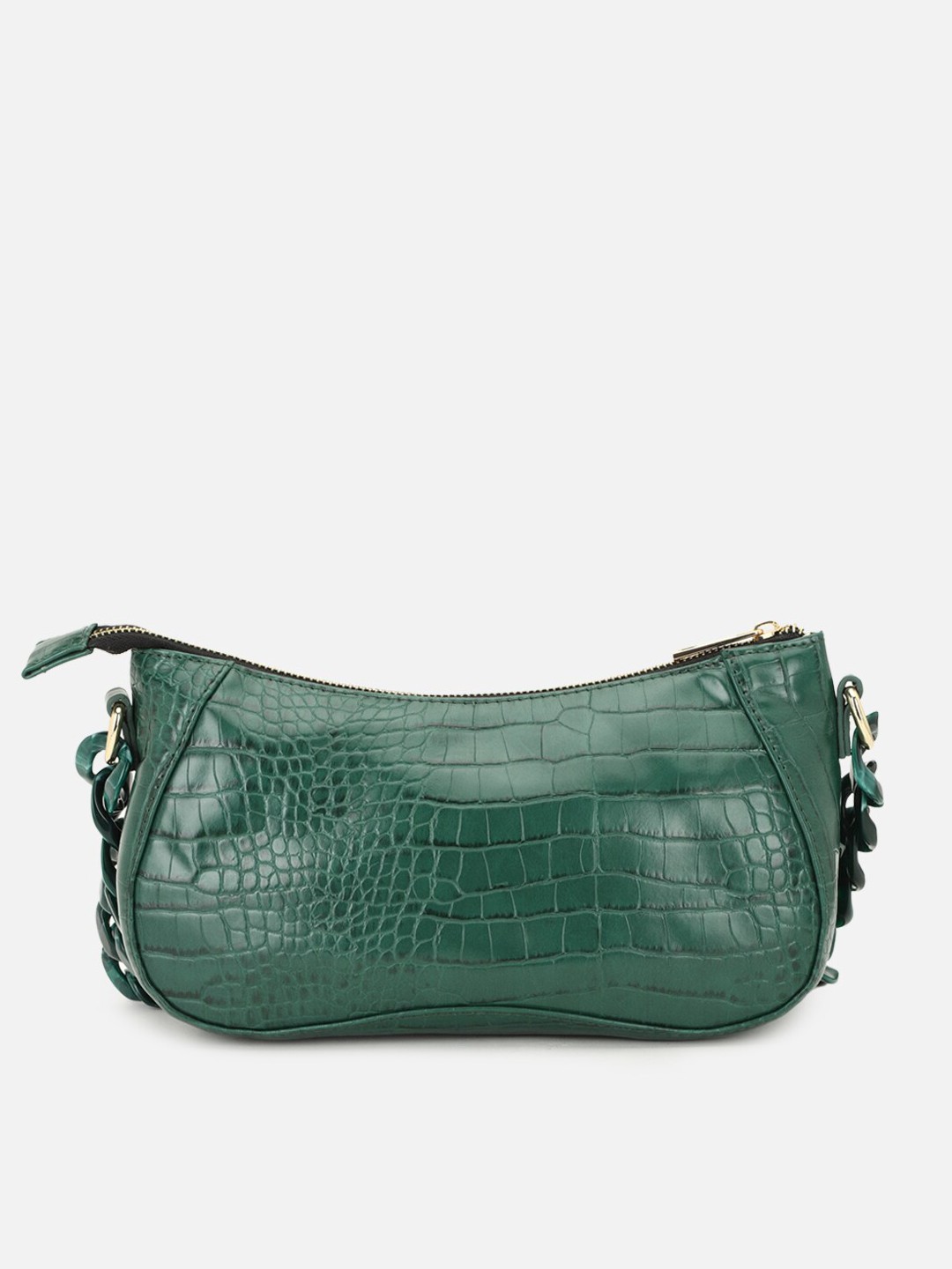 

FOREVER 21 Green Animal Textured PU Structured Shoulder Bag
