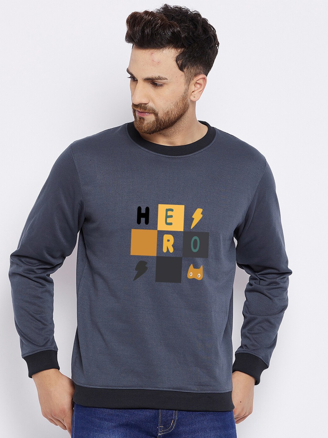 

FRENCH FLEXIOUS Men Grey Sweatshirt