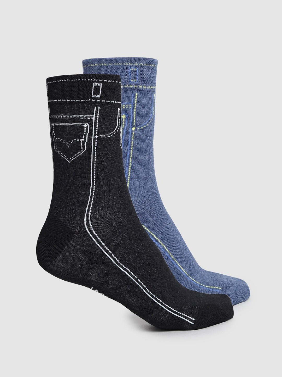 

Jack & Jones Men Pack of 2 Patterned Above Ankle Length Socks, Blue