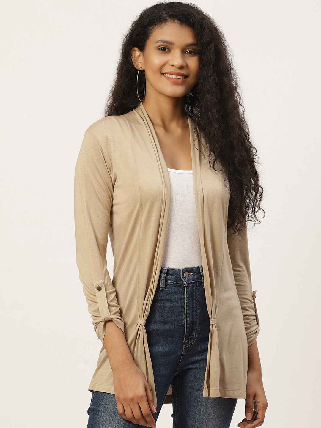 

Trend Arrest Women Beige Solid Shrug