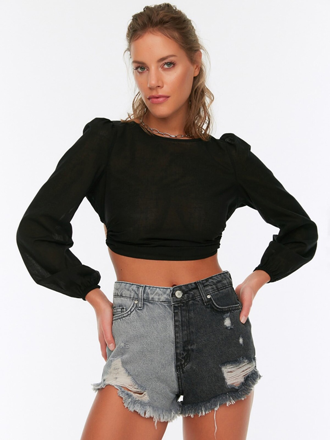 

Trendyol Women Multicoloured Denim Shorts, Multi