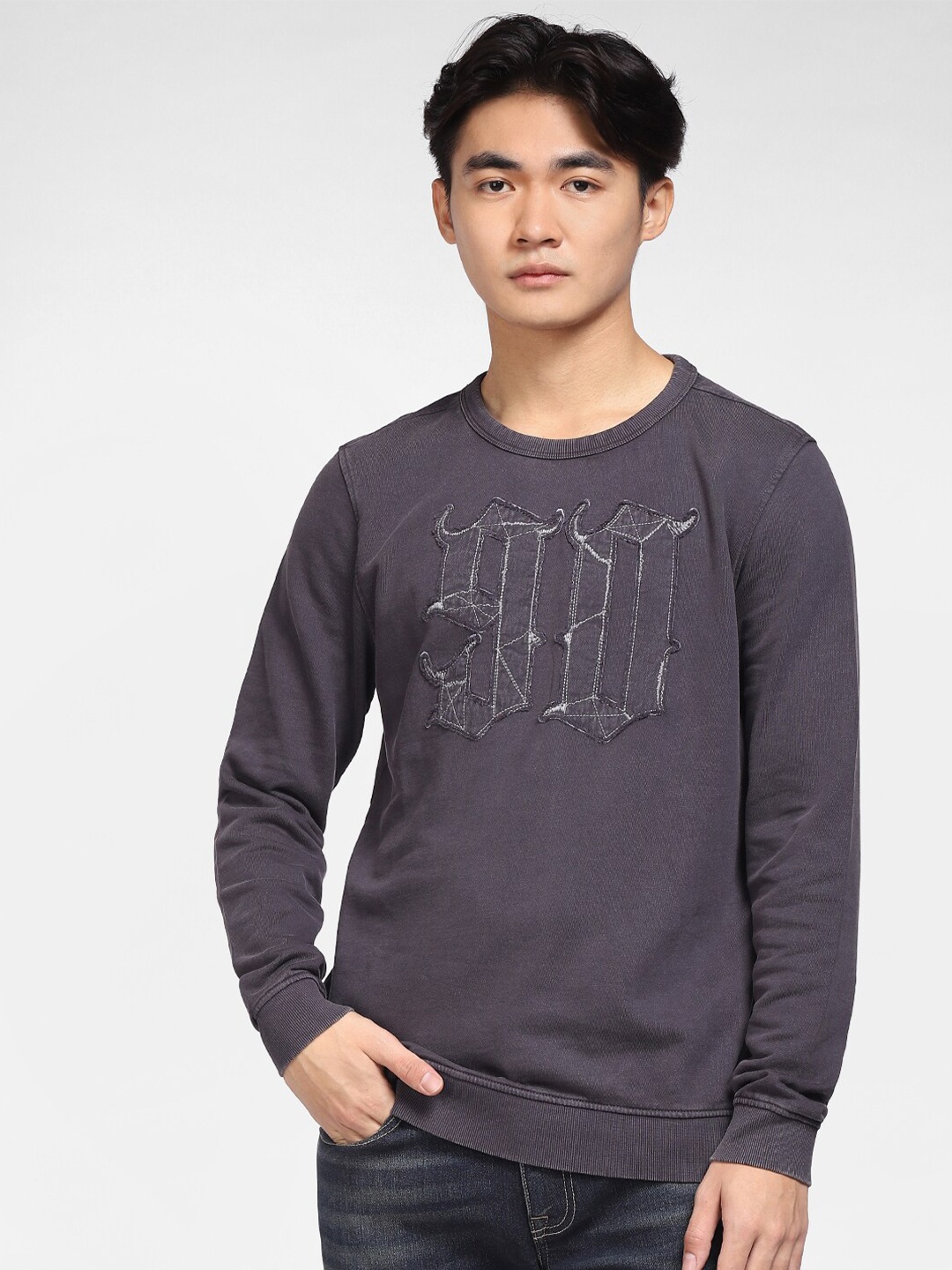 

Jack & Jones Men Grey Long Sleeves Sweatshirt