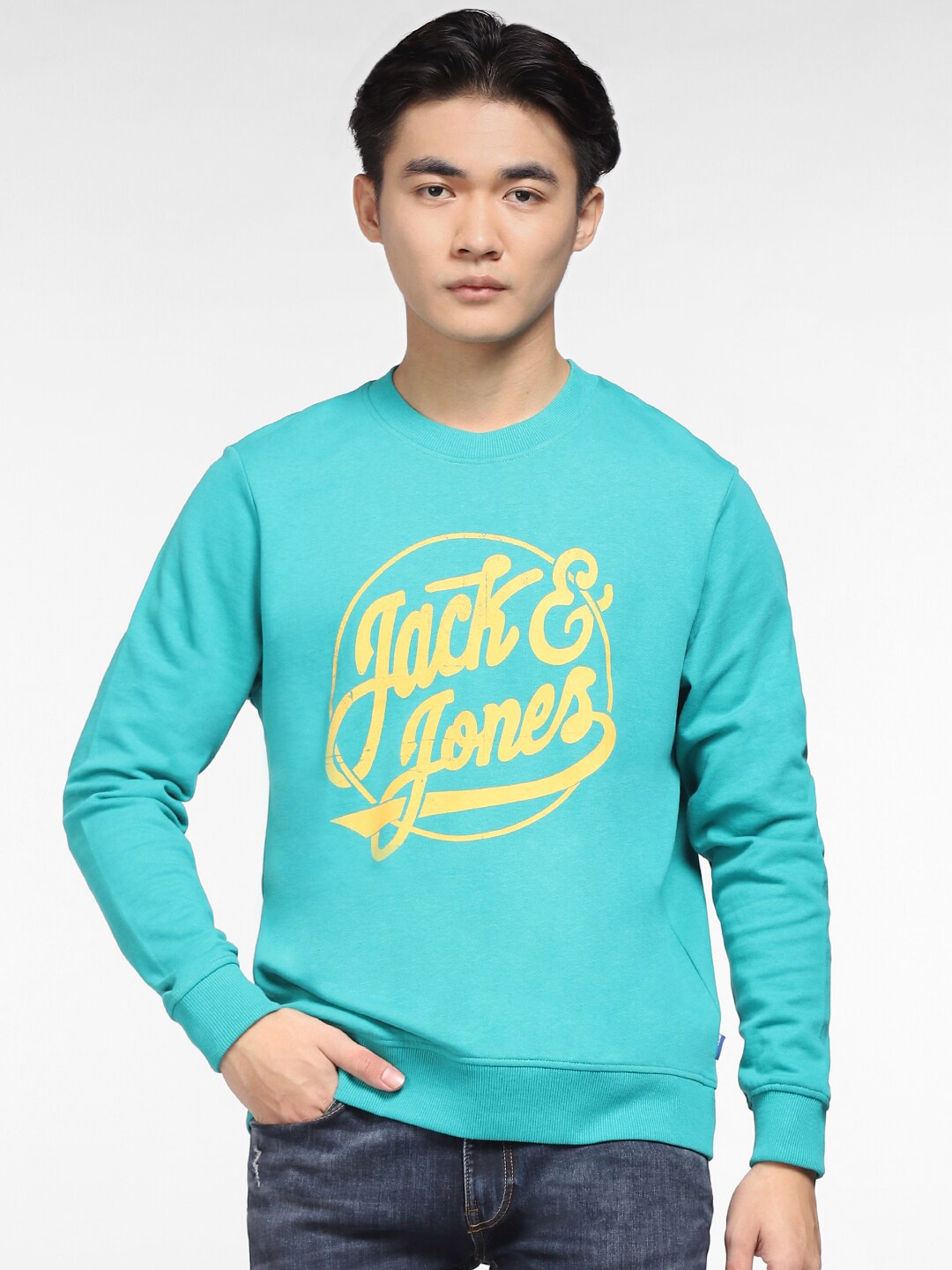 

Jack & Jones Men Blue Cotton Printed Sweatshirt